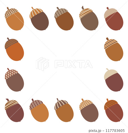 かわいい帽子を被ったどんぐりの四角フレーム大 117783605