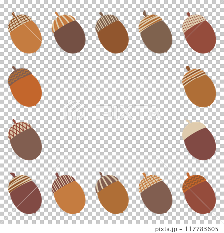 かわいい帽子を被ったどんぐりの四角フレーム大 117783605