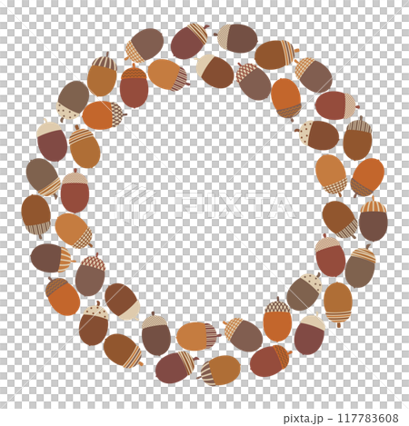 かわいい帽子を被ったどんぐりの円フレーム二重 117783608