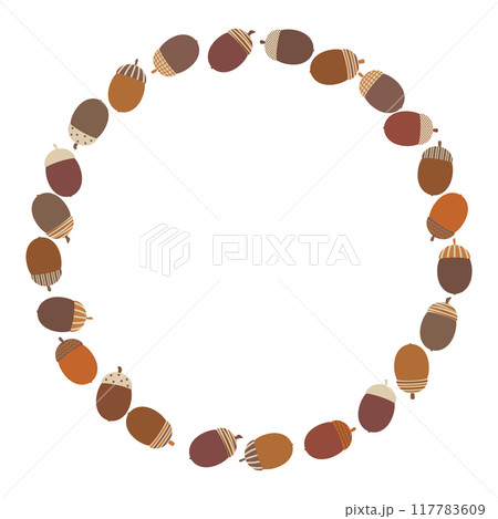 かわいい帽子を被ったどんぐりの円フレーム一重 117783609