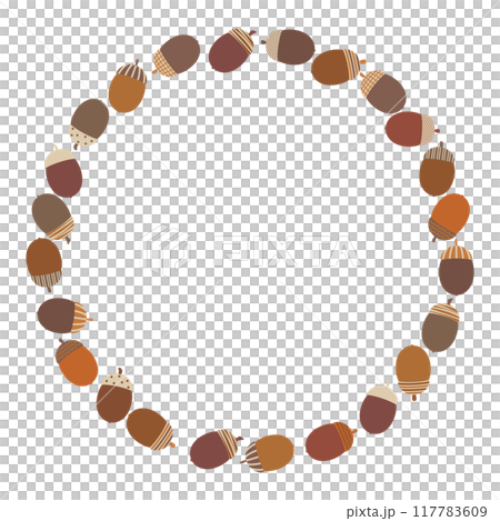 かわいい帽子を被ったどんぐりの円フレーム一重 117783609