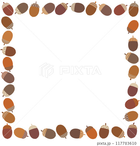 かわいい帽子を被ったどんぐりの四角フレームランダム一重 117783610