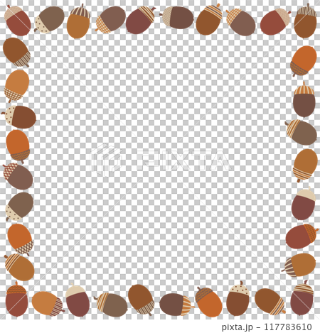 かわいい帽子を被ったどんぐりの四角フレームランダム一重 117783610