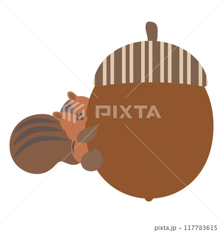 リスとどんぐりのフレーム（かじって登る） 117783615