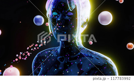 Abstract illustration of a woman and the smell sense 117783992