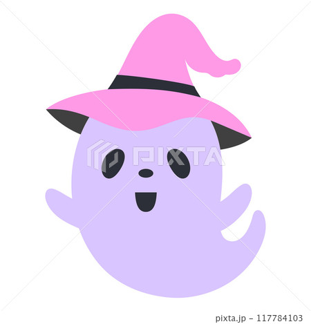 halloween flat illustration of cute ghost 117784103