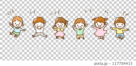 一個孩子跳躍的插圖 一個孩子跳躍的插圖 117784415