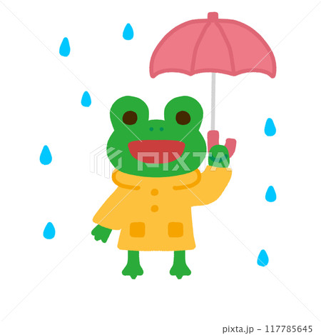 雨の日のかえるのイラスト 117785645