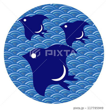 千鳥和柄のイラスト 117785949