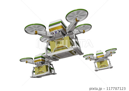 ドローン配達イメージ(編隊飛行・透過素材バージョン) 117787123