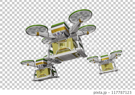 ドローン配達イメージ(編隊飛行・透過素材バージョン) 117787123
