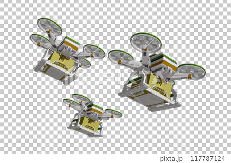 Drone delivery image (formation flight / transparent material version) 117787124