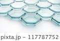 Close-up of Transparent Glass Hexagons with Light Blue Hue 117787752