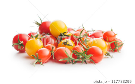 Different colorful cherry tomatoes isolated on white background. Different colorful cherry tomatoes isolated on white background. 117788299