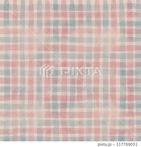 Pink Blue Beige Gingham Check Hand Drawn Background Overlay 117789031