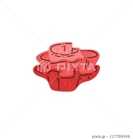 Vector icon of a pink tropical corolla forming a living ecosystem on a white background Vector icon of a pink tropical corolla forming a living ecosystem on a white background 117789549