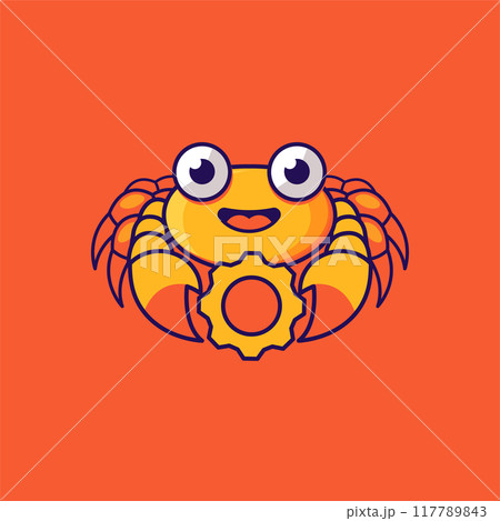 Cartoon Crab Mascot Logo for IT and Business Branding in a vector illustration 117789843