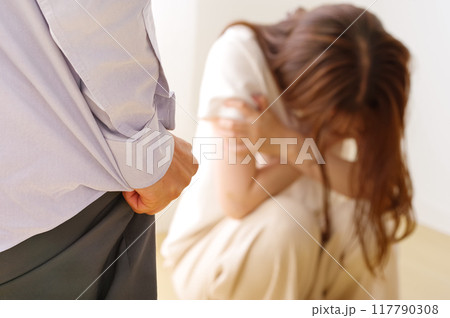 女性を追い詰める暴力的な男性 117790308