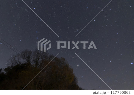 冬の星空 北斗七星と春の大曲線 冬の星空 北斗七星と春の大曲線 117790862