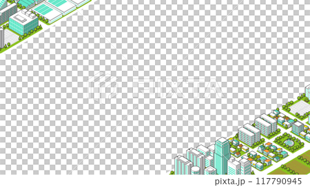 從鳥瞰角度看的三維城市景觀向量圖 117790945