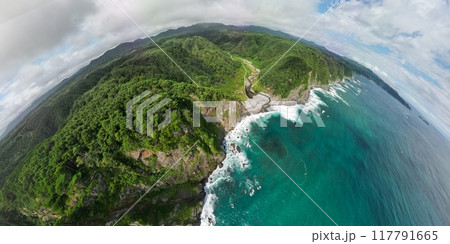 空撮「岩手県」360度カメラで撮影した鵜の巣断崖 空撮「岩手県」360度カメラで撮影した鵜の巣断崖 117791665