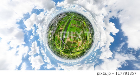 空撮「埼玉県」360度カメラで撮影した見沼田んぼ 空撮「埼玉県」360度カメラで撮影した見沼田んぼ 117791857