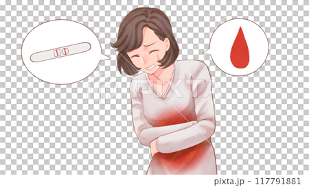 一名患有異常出血/化學流產的婦女的插圖 部落格大小 117791881