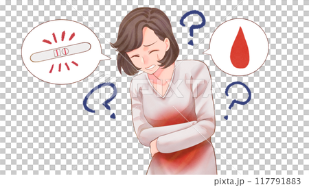 一名患有異常出血/化學流產的婦女的插圖 部落格大小 117791883