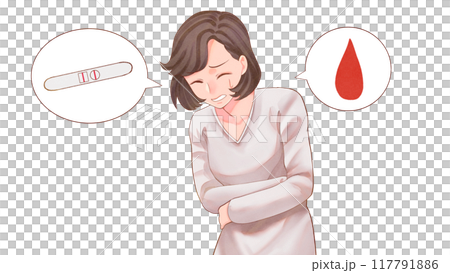 不正出血・化学流産する女性のイラスト　ブログサイズ 117791886