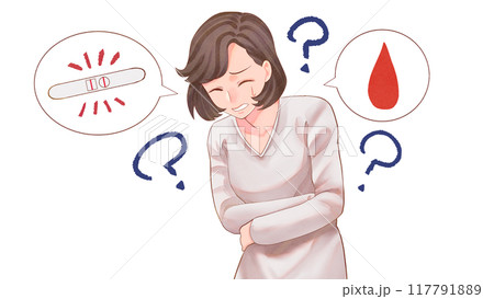 不正出血・化学流産する女性のイラスト　ブログサイズ 117791889