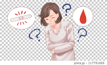 不正出血・化学流産する女性のイラスト　ブログサイズ 117791889