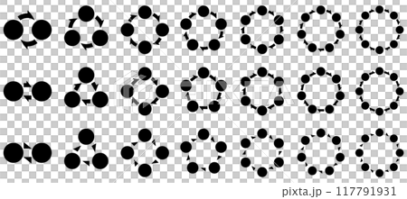 様々な形の循環を表す図と矢印のインフォグラフィックのベクターイラストセット 117791931
