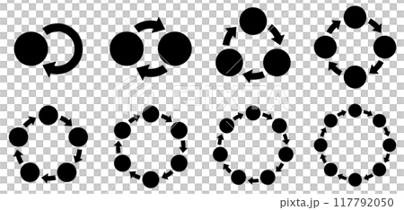 Vector illustration set of diagrams and arrows infographics representing different forms of circulation 117792050