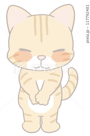 お礼をする茶トラの猫 お礼をする茶トラの猫 117792481