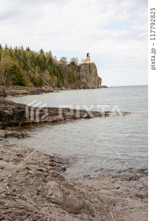 A beautiful view of Split Rock Lighthouse on the rocky coast of Lake Superior. A beautiful view of Split Rock Lighthouse on the rocky coast of Lake Superior. 117792825