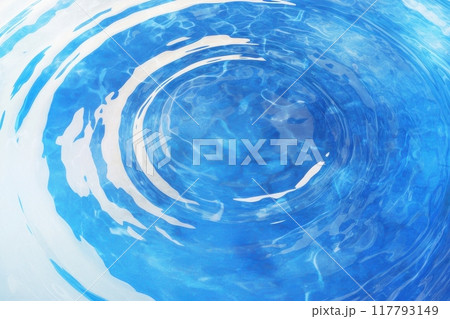 滴る水のイラスト（水面・湖面・躍動感・雫・水滴・川・湖）	 117793149