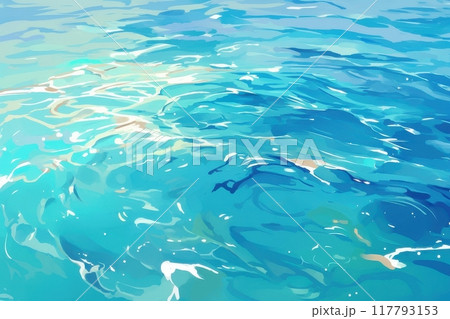 滴る水のイラスト（水面・湖面・躍動感・雫・水滴・川・湖）	 117793153