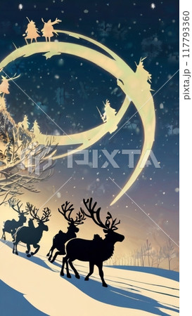 シルエットトナカイ_縦 117793360