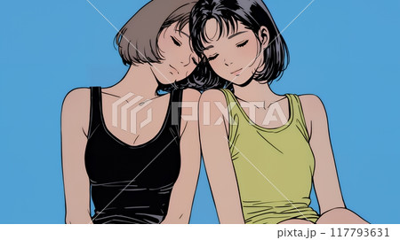 タンクトップを着た健康的な若い女性たち