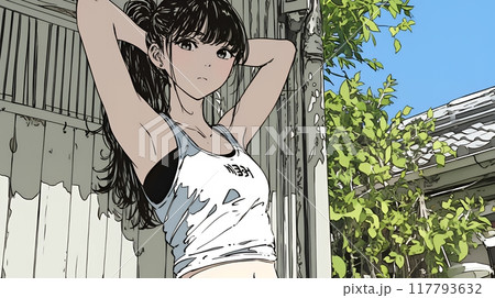 タンクトップを着た健康的な若い女性