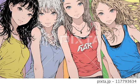 タンクトップを着た健康的な若い女性たち