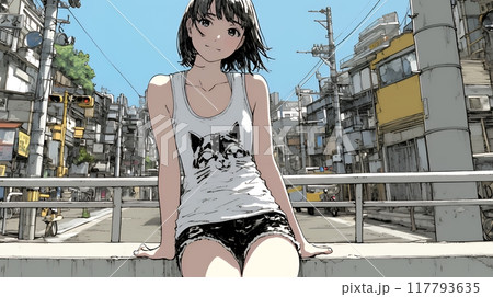 タンクトップを着た健康的な若い女性