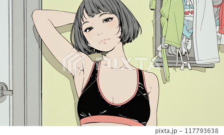 タンクトップを着た健康的な若い女性