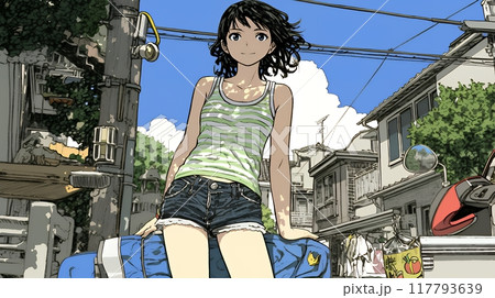 タンクトップを着た健康的な若い女性