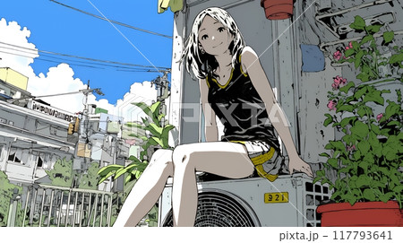 タンクトップを着た健康的な若い女性