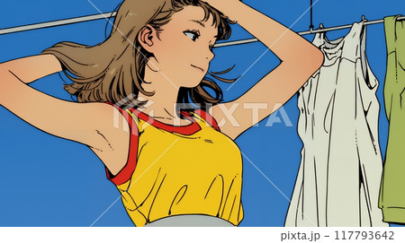 タンクトップを着た健康的な若い女性