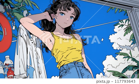 タンクトップを着た健康的な若い女性
