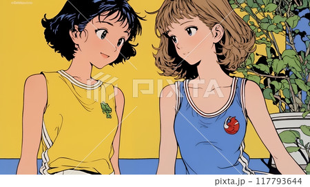 タンクトップを着た健康的な若い女性たち