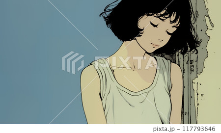 タンクトップを着た健康的な若い女性