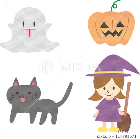 ハロウィンのかわいいイラスト素材 ハロウィンのかわいいイラスト素材 117793671